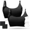 imageMomcozy Pumping Bra Pumping Bra Hands Free All Day Wear Pumping ampamp Nursing Bra in One Holding Breast Pump for Spectra MedelaBlack2pk