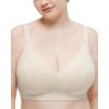 imageMomcozy Seamless Cotton Bra for Busty Women Comfortable Wireless Full Coverage Bra with Soft Molded Cups and Wide StrapsTaupe