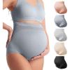 imageMomcozy Womens Maternity High Waist Underwear Pregnancy Soft Seamless Maternity Underwear Over BumpAlmond pink black light Grey dark Grey5pk