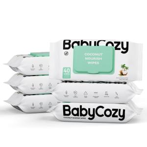 imageBaby Wipes Cleansing ampamp Moisturizing 2in1 Babycozy Sensitive 100 Plant Fiber ampamp Biodegradable Hypoallergenic Baby Coconut Wipes Moisturize Every Cleanse 240 count 6 pack240 Count Pack of 6