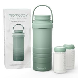 imageMomcozy 22oz Portable Breast Milk Cooler for Outdoor Life Saver with 360 Total Cooling for 24 Hours Larger Capacity Travel Breastmilk Chiller with 2pcs Baby Bottles for Breastmilk Storage GreenGreen