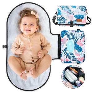 imageMomcozy 2in1 Diaper Changing Pad  ExtraLarge Portable Diaper Pad 314x157 inch  Waterproof and Foldable for Newborns to Toddlers  Also Used As Adjustable Shoulder Bag with Wipes PocketColorful
