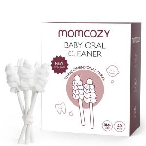 imageMomcozy Baby Tongue Cleaner Gauze Baby Toothbrush Disposable Oral Cleaner Toddler Tooth Brush for Tooth Mouth Gum Clean Infant Toothbrush Oral Cleaning Stick Baby Oral Cleaner Newborn 40 CountTongue Cleaner40ct