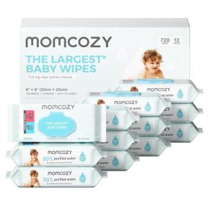 imageMomcozy Baby WipesExtra Large Size Design 99 Water Based Unscented ampamp Hypoallergenic Cleansing ampamp Moisturizing Baby Wipes for Sensitive Skin 240 Count 4 packs60 Count Pack of 12