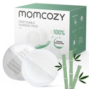 imageMomcozy Bamboo Fiber Disposable Nursing Pads 100 Natural Materials and 100 Biodegradable Breast Pads Breastfeeding Essentials for Moms 80 CountOrganic Bamboo Viscose