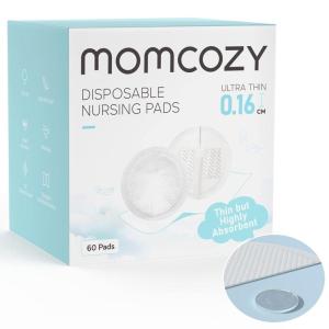 imageMomcozy Bamboo Fiber Disposable Nursing Pads 100 Natural Materials and 100 Biodegradable Breast Pads Breastfeeding Essentials for Moms 80 CountThin but Absorbent