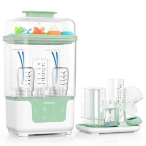 imageMomcozy Bottle Sterilizer and Dryer Modular Nesting Space Saving Design 6 Bottles Capacity 4 in 1 Compact Sterilizer for Baby Bottles Breast Pump Parts ampamp Newborn Essentials Drying Rack Included