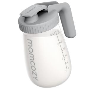 imageMomcozy Breast Milk Pitcher Resistant to Heat and Cold Abrupt Temp Swings No Leak Glass Breast Milk Fridge Storage Container with Wide Mouth Fast Baby Formula Maker GreenGray