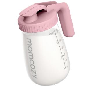 imageMomcozy Breast Milk Pitcher Resistant to Heat and Cold Abrupt Temp Swings No Leak Glass Breast Milk Fridge Storage Container with Wide Mouth Fast Baby Formula Maker GreenPink