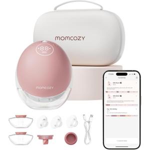 imageMomcozy Breast Pump Hands Free Upgraded Mobile Flow  M9 App Discreet Control with Personalized MultiModes ampamp 15 Levels Wearable Breast Pump 24mm 2 Pack Cozy RedCozy Red