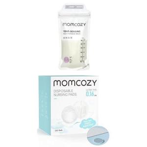 imageMomcozy Breastmilk Storing Bags TempSensing Discoloration Milk Storing Bags for Breastfeeding 120 Count ampamp Momcozy UltraThin Disposable Nursing Pads 120 PCS