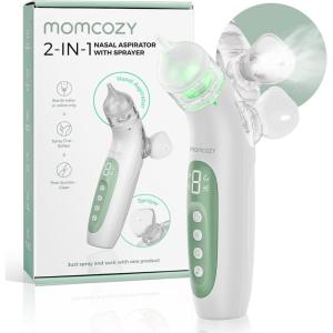 imageMomcozy BreezyClear 2in1 Electric Nasal Aspirator with Spray Nasal Aspirator for Baby 65kPa Nose Sucker with 4 Adjustable Suction LevelsPortable Electric Nose CleanerLight ampamp Music Soothing