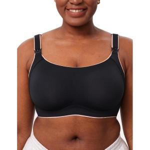 imageMomcozy Busty Nursing Bras Full Coverage Maternity Bra U Neck Side Support Plus Size Pregnancy Bra WirelessBlack