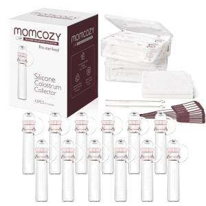 imageMomcozy Colostrum Collector Reusable Breast Milk Collector with Storage Case and Cotton Wipe Portable Colostrum Container BPA Free MultiUse Collector 5ml6pcs12 Count