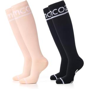 imageMomcozy Compression Socks for Women 1520mmHg ampamp 2030mmHg  2 Pairs Graduated Compression for Circulation ampamp SwellingBlack  Pink