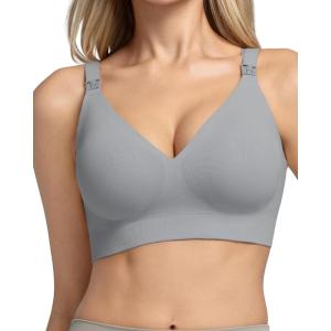 imageMomcozy CoolFit Nursing Bras for Breastfeeding Ultra Stretch Seamless Jelly Strip Maternity Bra Cooling WirelessGray