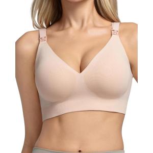 imageMomcozy CoolFit Nursing Bras for Breastfeeding Ultra Stretch Seamless Jelly Strip Maternity Bra Cooling WirelessOyster Pink