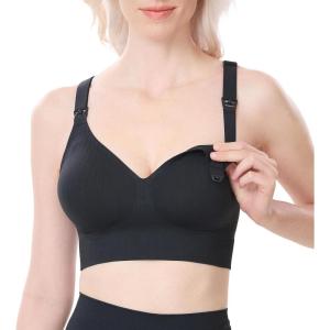 imageMomcozy CoolFit Nursing Sports Bra Racerback Nursing Bras for Workout and Yoga Soft Stretchy Ribbed Support Maternity BraBlack