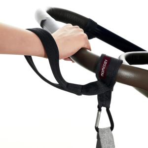 imageMomcozy Handle Strap for Baby Stroller  Safety Wrist Leash  Adjustable Pram Wheelchair Hand Leash  with Hooks for Storing Items  SecurityAccessory for Child SafetyBlack