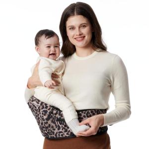 imageMomcozy Hip Seat Baby Carrier  Adjustable Waistband with Original 3D Belly Protector Ergonomic Carrier with Various Pockets for Newborns ampamp Toddlers up to 45lbs Black MediumLeopard