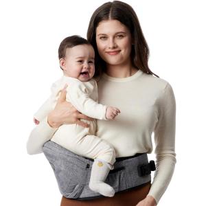 imageMomcozy Hip Seat Baby Carrier  Adjustable Waistband with Original 3D Belly Protector Ergonomic Carrier with Various Pockets for Newborns ampamp Toddlers up to 45lbs Black MediumGrey