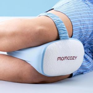 imageMomcozy Knee Pillow for Side Sleepers Soft Memory Foam Support Spine Alignment Pregnancy Leg Pillow for HIPS Back Sciatica Pain Fixed Strap for Moving Wider Contact Even PressureCooling Blue