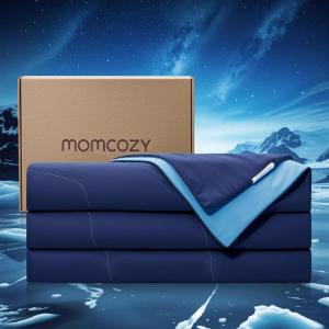 imageMomcozy Life CoolMurm Cooling Comforter for Hot Sleepers FullQueen 90quotx90quot Soft Breathable Pregnancy Cooling Blanket 3Second Cooling 8 Hours Stay Cool All Night Deep Light GreyCooling Deep Light Midnight Blue