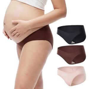 imageMomcozy Maternity Underwear for Women  Pregnancy Postpartum Panties  Under the Bump Bikinis  One SizeBlack oyster Pink cocoa Brown3pk