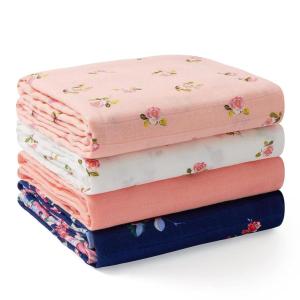 imageMomcozy Muslin Swaddle Blankets 4 Pack Soft and Breathable SkinFriendly Large 47 X 47 Inches Neutral Matching Baby Swaddling Receiving Blankets for Newborn Girls and BoysFloral