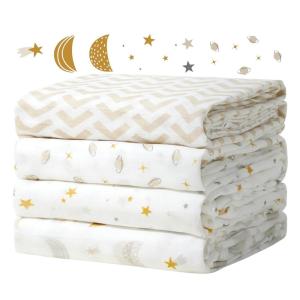 imageMomcozy Muslin Swaddle Blankets for Baby Boys and Girls 4Pack Breathable and SkinFriendly Receiving Blanket Wrap Baby Essentials Registry ampamp Gift 47 x 47 inchesStellar Orbit