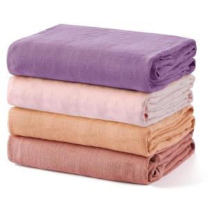 imageMomcozy Muslin Swaddle Blankets for Baby Boys and Girls 4Pack Breathable and SkinFriendly Receiving Blanket Wrap Baby Essentials Registry ampamp Gift 47 x 47 inchesPink Purple