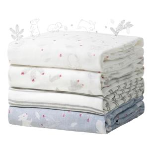 imageMomcozy Muslin Swaddle Blankets for Baby Boys and Girls 4Pack Breathable and SkinFriendly Receiving Blanket Wrap Baby Essentials Registry ampamp Gift 47 x 47 inchesSugar Bowl Bunny