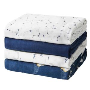 imageMomcozy Muslin Swaddle Blankets for Baby Boys and Girls 4Pack Breathable and SkinFriendly Receiving Blanket Wrap Baby Essentials Registry ampamp Gift 47 x 47 inchesMidnight Star Clouds