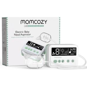 imageMomcozy Nasal Aspirator for Baby HospitalGrade 70 KPa Strong Suction ampamp 9 Suction Levels Nose Sucker Electric Nose Cleaner for Toddler ampamp Newborn Soothe Light ampamp Lullabies BPA Free Silicone Tips