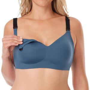 imageMomcozy Nursing Bras for Breastfeeding 30 Jelly Strip Lift Support Maternity Bra Seamless Soft Wirefree Pregnancy BraNordic Blue