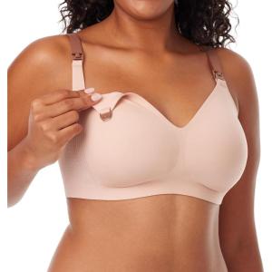 imageMomcozy Nursing Bras for Breastfeeding 30 Jelly Strip Lift Support Maternity Bra Seamless Soft Wirefree Pregnancy BraOyster Pink