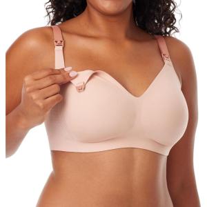 imageMomcozy Nursing Bras for Breastfeeding 30 Jelly Strip Lift Support Maternity Bra Seamless Soft Wirefree Pregnancy BraPeach Rose