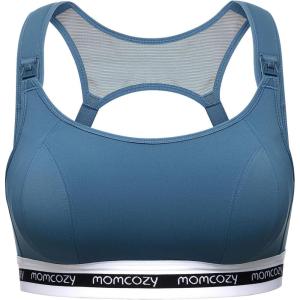 imageMomcozy Nursing Bras for Breastfeeding FB011 LowImpact Nursing Sports Bra Support Maternity Pregnancy Padded Wireless BraBlue