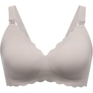 imageMomcozy Nursing Bras for Breastfeeding Seamless Pregnancy Maternity Bra Wireless Classic Jelly Strip Support Nursing BraBrown