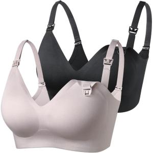 imageMomcozy Nursing Bras for Breastfeeding YN21 Seamless Ultra Comfort Maternity Bra Natural Shape Pregnancy Sleep Bralette2 Packblack brown
