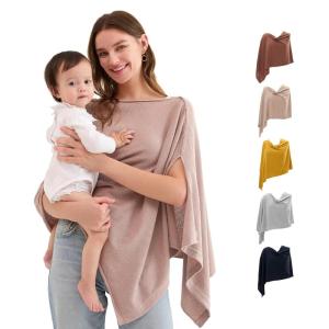 imageMomcozy Nursing Cover for Breastfeeding Soft Privacy Poncho MultiUse Nursing Shawl Portable Breast Feeding Covers for Women Includes Laundry Bag BrownBrown