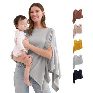imageMomcozy Nursing Cover for Breastfeeding Soft Privacy Poncho MultiUse Nursing Shawl Portable Breast Feeding Covers for Women Includes Laundry Bag BrownGrey