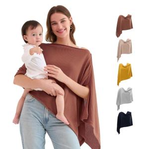 imageMomcozy Nursing Cover for Breastfeeding Soft Privacy Poncho MultiUse Nursing Shawl Portable Breast Feeding Covers for Women Includes Laundry Bag BrownRose Taupe