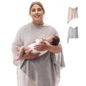 imageMomcozy Nursing Cover for Breastfeeding Soft Privacy Poncho MultiUse Nursing Shawl Portable Breast Feeding Covers for Women Includes Laundry Bag BrownLight Gray Lite