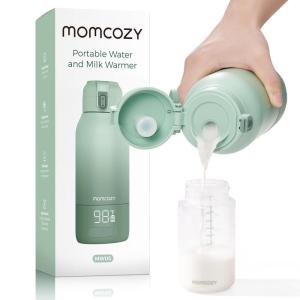 imageMomcozy Portable Milk Warmer for Travel  Dual Heating Modes for Breast Milk ampamp Water Portable Bottle Warmer with Fast Heating ampamp Long Battery Life 17 Ounces Large Capacity to Meet Your AllDay NeedsGreen