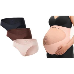 imageMomcozy Pregnancy Belly Band Size Large Oyster Pink and One Size Under the Bump Maternity Underwear