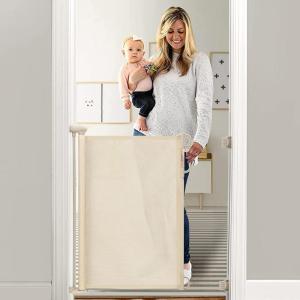 imageMomcozy Retractable Baby Gate 33quot Tall Extends up to 55quot Wide Child Safety Baby Gates for Stairs Doorways Hallways Indoor OutdoorCream