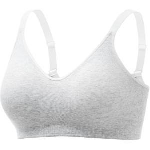 imageMomcozy Seamless US Cotton Wireless Bras for Women Comfortable Full Coverage Bra with Fixed Pads for Everyday WearLight Gray