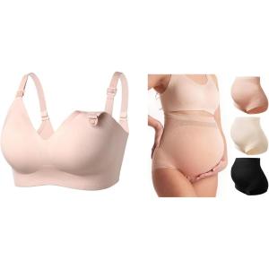 imageMomcozy Seamless Ultra Comfort Maternity Bra Large High Waist Maternity Underwear Over Bump 3 Pack Large