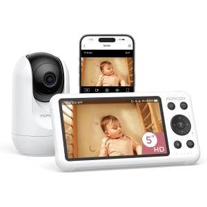 imageMomcozy Smart WiFi Baby Monitor with Camera and Audio 5quot 1080P Screen with Wall Mount Motion ampamp Cry Detection Safe Fence Clear Night Vision 5000mAh Battery 2Way Talk Photo ampamp Video RecordingBM04 with 1 Camera